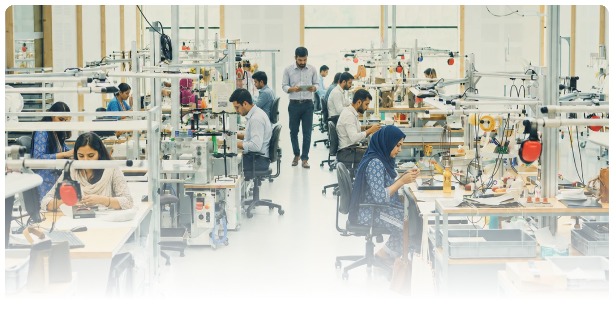 Technicians at work across Ornate Global Fashion’s in-house testing laboratory