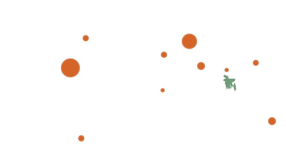Map showing Ornate Global Fashion's delivery footprint across Europe, the Americas, Asia and Australia
